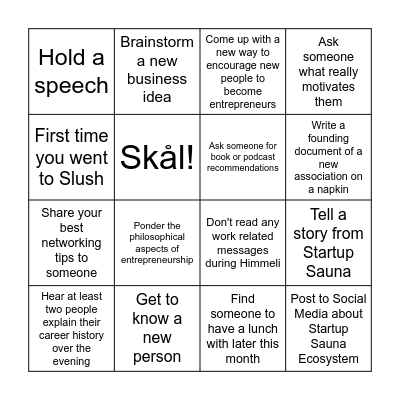 Himmeli Bingo Card