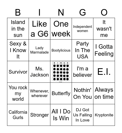 2001 Vs 2010 Bingo Card