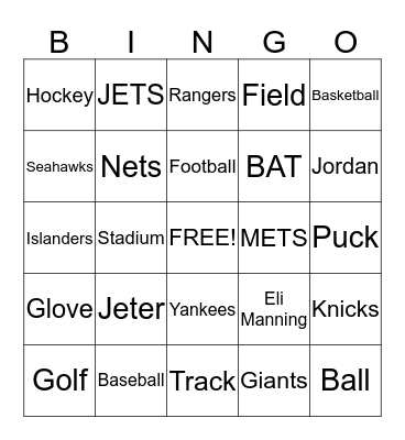 SPORTS DAY 2015 BINGO Card