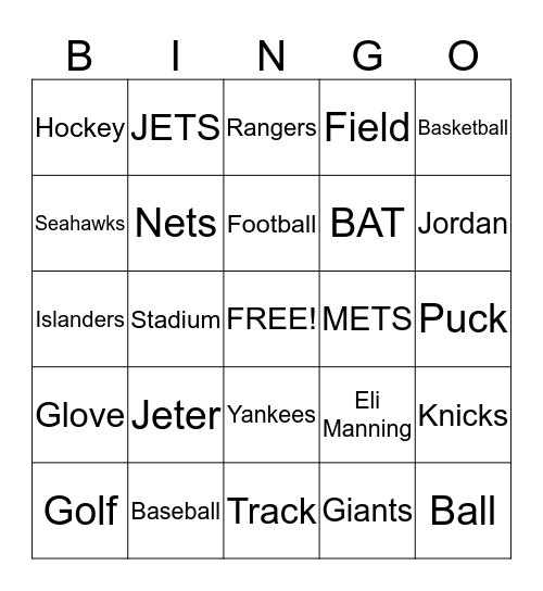 SPORTS DAY 2015 BINGO Card