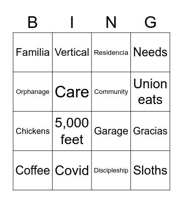 Kamper Making Disciples in Costa Rica Bingo Card