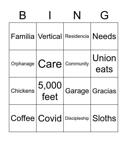 Kampers Making Disciples in Costa Rica Bingo Card