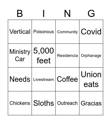 Kampers Making Disciples in Costa Rica Bingo Card