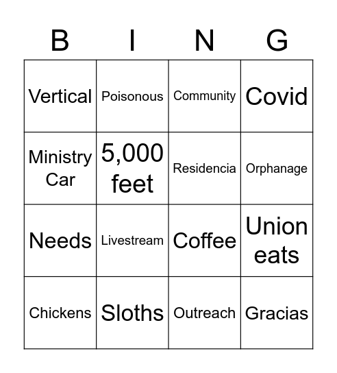Kampers Making Disciples in Costa Rica Bingo Card