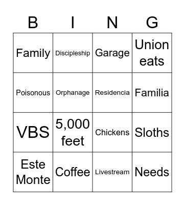 Kampers Making Disciples in Costa Rica Bingo Card