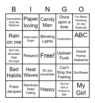 Music 🎶 Bingo Card