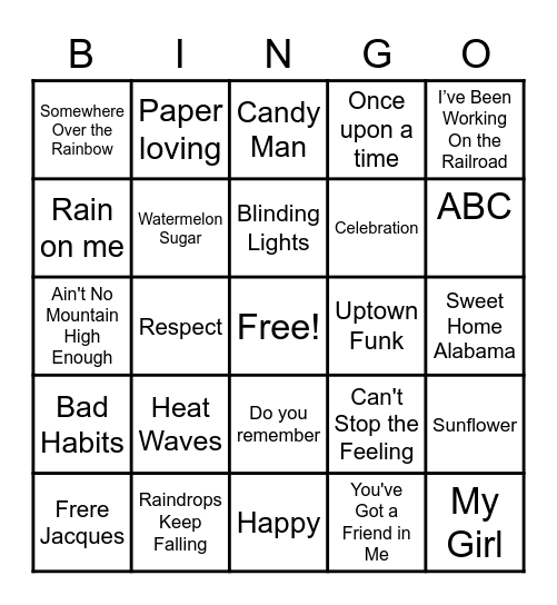 Music 🎶 Bingo Card