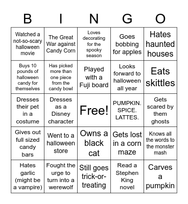 Halloween Bingo Card