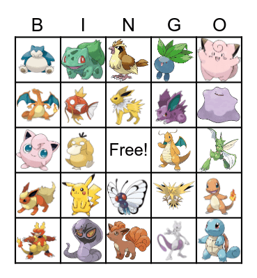 Pokemon Bingo Card