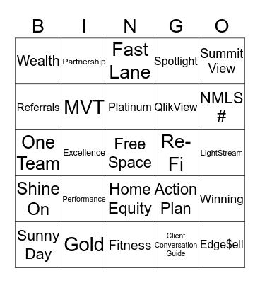 Performance Excellence Awards Bingo Card