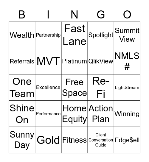 Performance Excellence Awards Bingo Card