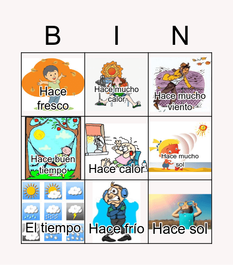 El tiempo/Clima 1 Bingo Card