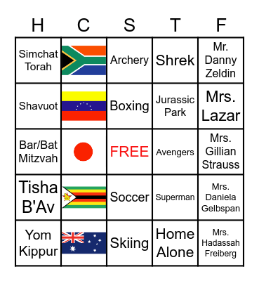 Grade 8 BingoMania Bingo Card