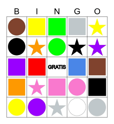 Colors Bingo Card