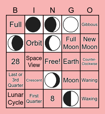 Moon Phases Bingo Card