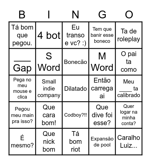 Bingo dos Caras Bons Bingo Card
