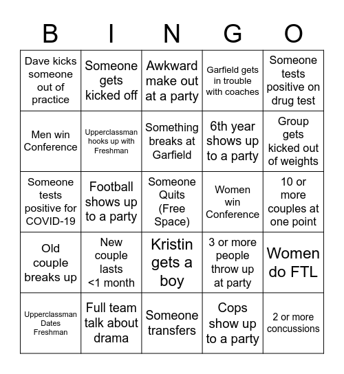 UW Swim and Dive Bingo 2021-2022 Bingo Card