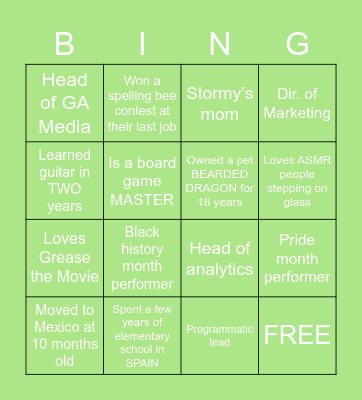 New Hire Bingo 9 Bingo Card