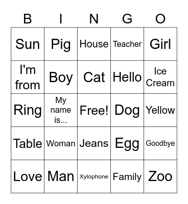 Alphabet Bingo Card