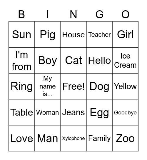 Alphabet Bingo Card