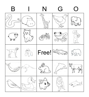 Animals Bingo Card