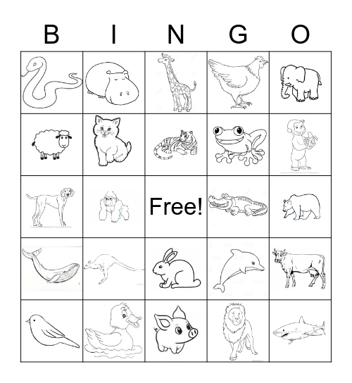 Animals Bingo Card