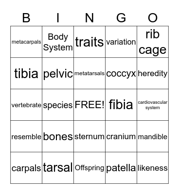 Life Science  Bingo Card