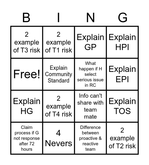 Claims Day 2 Bingo Card