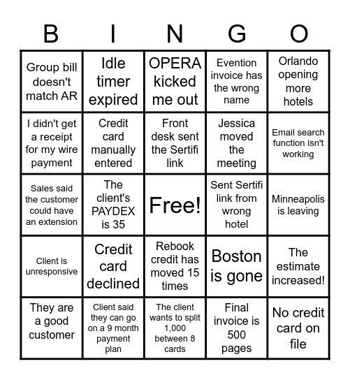 Credit Team- Things that Make Us Sad! Bingo Card