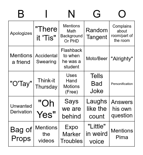 Hacker Bingo! Bingo Card