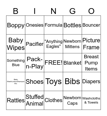 Laura's Baby Shower Bingo Card