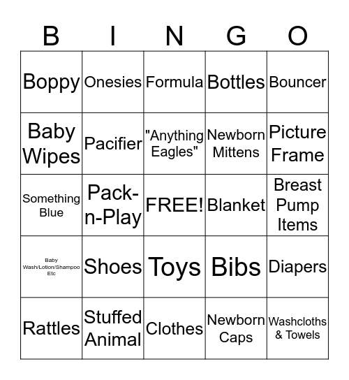 Laura's Baby Shower Bingo Card