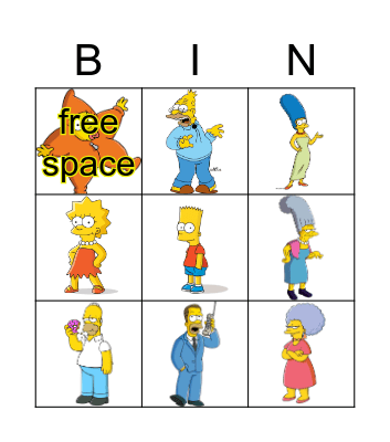Family Simpsons Bingo Card