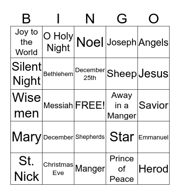 Christmas Bingo Card