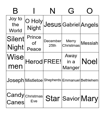 Christmas Bingo Card