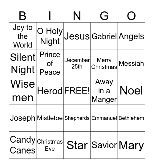 Christmas Bingo Card