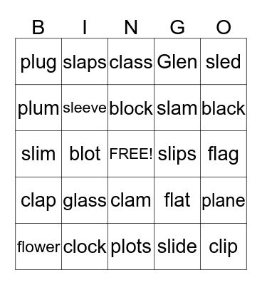"L" blends Bingo Card