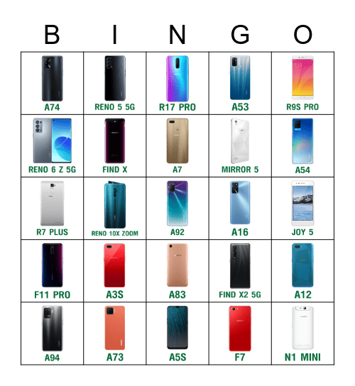 OPPO BINGO!! Bingo Card