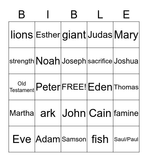 Bible  Bingo Card