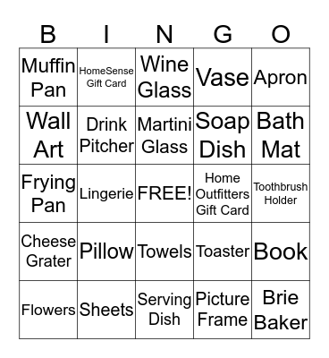 SARA'S WEDDING SHOWER Bingo Card