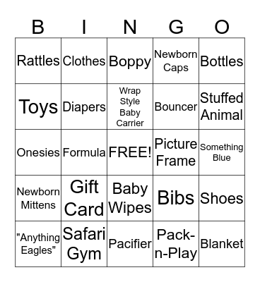 Laura's Baby Shower Bingo Card