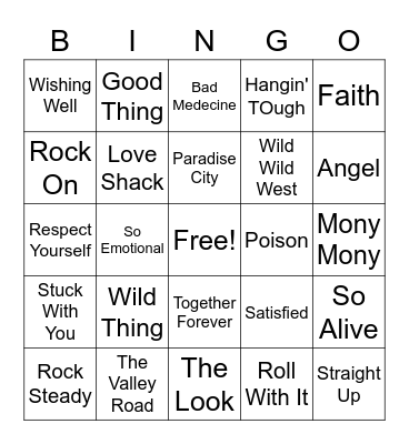Late 80s Bingo Card