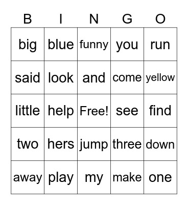1-24 Bingo Card