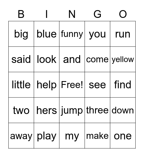 1-24 Bingo Card