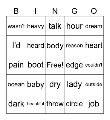 List 5 - Bingo Card