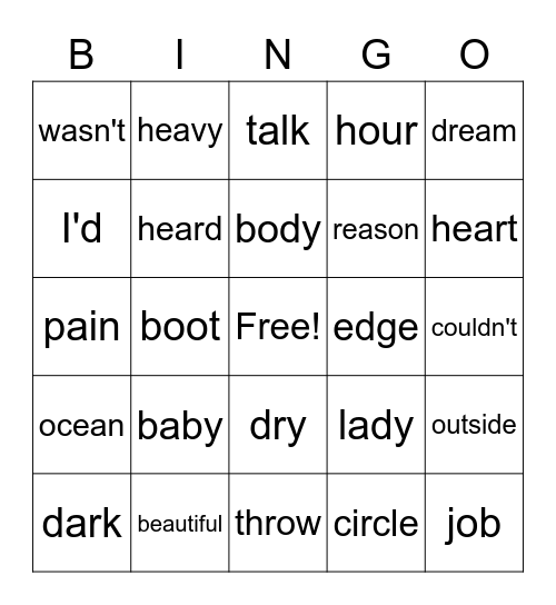 List 5 - Bingo Card