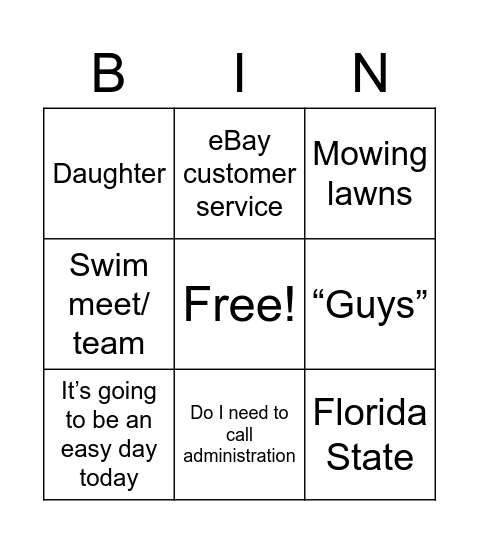 Mr Chapman Bingo Card