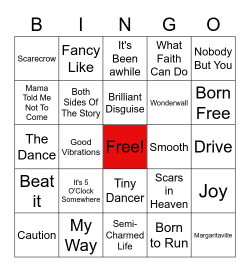 Music Bingo LDI Bingo Card