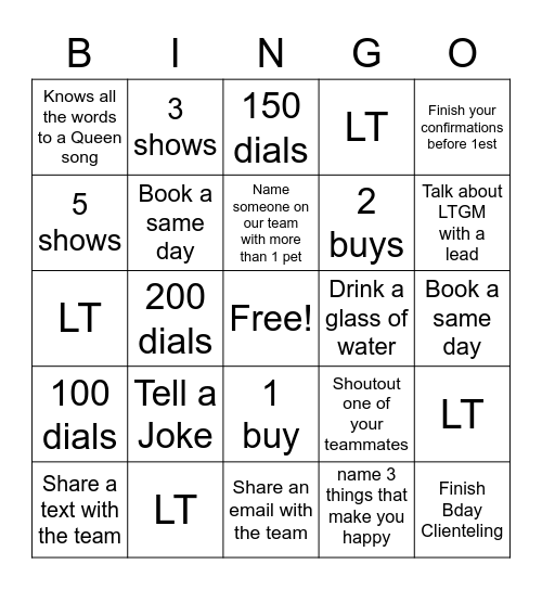 Carrie's Clubhouse Bingo Card