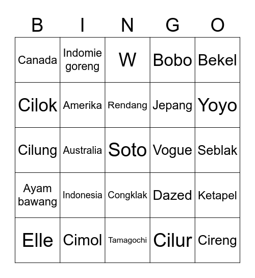 Untitled Bingo Card